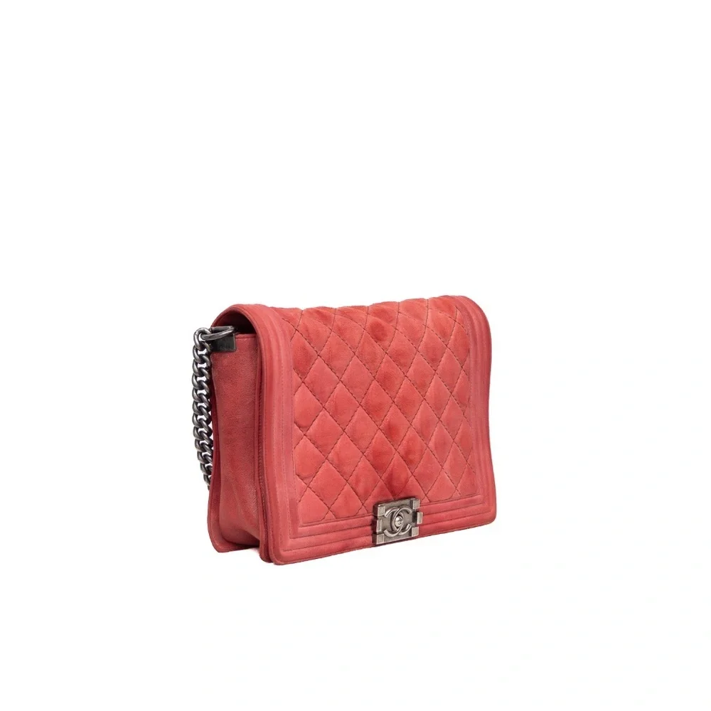 Chanel Red Suede Gentle Boy Bag‎ with Ruthenium Hardware – Serial #18579893